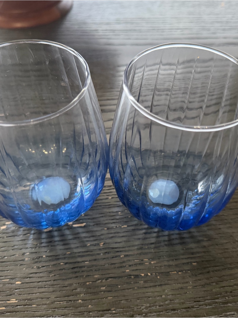 Blue Ombre Ribbed Glass Tumblers - Set of 2